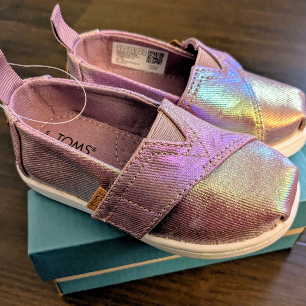 TOMS Iridescent Pink Baby Shoes